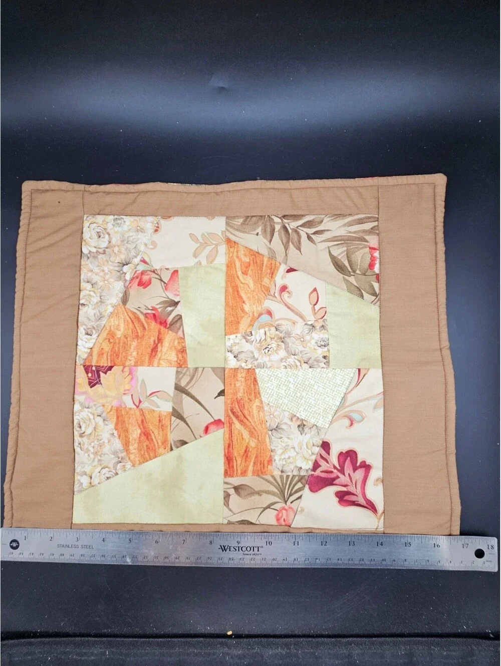 Handmade Quilted Placemats Lot of 4 Fall Autumn Pinecones Leaves Reversible